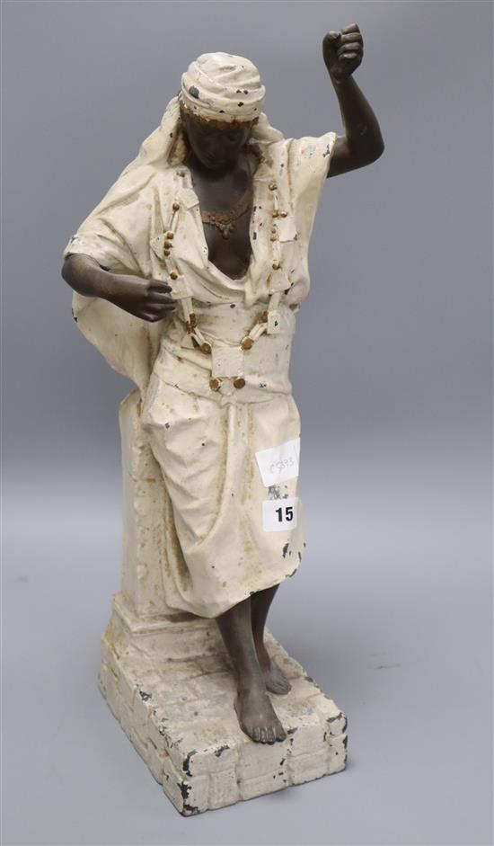A painted spelter figure of a Middle Eastern lady height 53cm
